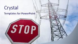  Presentation with high voltage - Presentation design featuring a high voltage transmission background and a  colored foreground