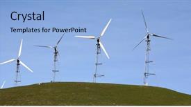  Presentation with windmills - Cool new slides with a hill generate electricty backdrop and a light blue colored foreground