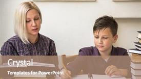  Presentation with mom - Amazing PPT theme having a his mom tutor backdrop and a coral colored foreground