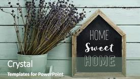  Presentation with rustic chalkboard - Presentation theme featuring a house-shaped chalkboard background and a gray colored foreground