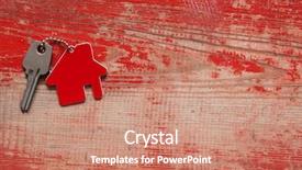  Presentation with property - Presentation design featuring a house shaped keychain background and a coral colored foreground