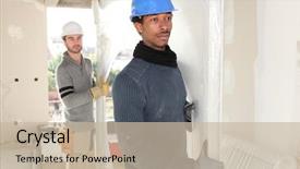  Presentation with under construction - Presentation theme enhanced with a house under construction background and a  colored foreground