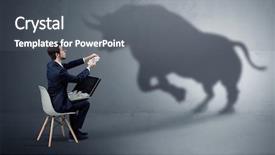  Presentation with offering advertising space in malls - Colorful slide deck enhanced with a huge angry bull backdrop and a gray colored foreground