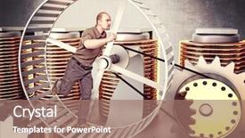  Presentation with man power service - Presentation having a huge hamster wheel background and a coral colored foreground