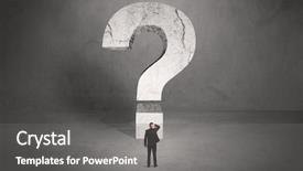  Presentation with space suit - Beautiful presentation theme featuring a huge question mark backdrop and a gray colored foreground