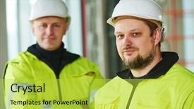  Presentation with construction management - Slide deck featuring a indoors building site background and a yellow colored foreground