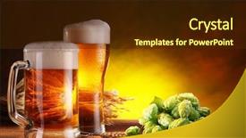  Presentation with beer hops - PPT theme enhanced with a keg of beer background and a wine colored foreground