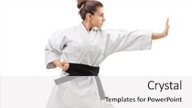  Presentation with karate - Theme featuring a kimono practicing karate background and a white colored foreground
