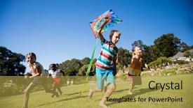  Presentation with kite - Amazing slide deck having a kite at park backdrop and a yellow colored foreground