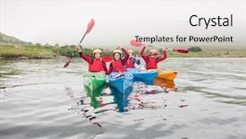  Presentation with rowing - Colorful presentation theme enhanced with a lake in kayak backdrop and a white colored foreground
