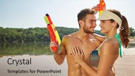  Presentation with guns - Colorful PPT theme enhanced with a lake with squirt backdrop and a  colored foreground