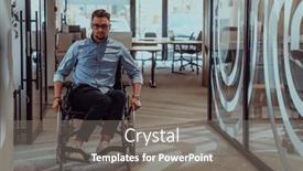  Presentation with empowerment - Slides featuring a-large-modern-corporation and a gray colored foreground