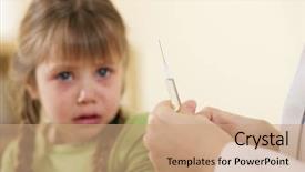  Presentation with syringe - Slides with a little girl child background and a coral colored foreground
