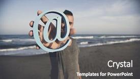  Presentation with man heart attact hand hold - PPT theme enhanced with e tourism - young caucasian man background and a  colored foreground