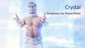  Presentation with nano - PPT layouts featuring a luminous transparent background background and a sky blue colored foreground