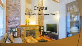  Presentation with room interior design - Amazing PPT theme having a luxury living room backdrop and a  colored foreground