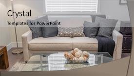  Presentation with room interior design - PPT layouts enhanced with a luxury living room background and a light gray colored foreground