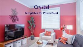  Presentation with room interior design - Beautiful slide set featuring a luxury living room backdrop and a sky blue colored foreground