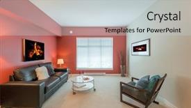  Presentation with room interior design - Theme having a luxury living room background and a light gray colored foreground