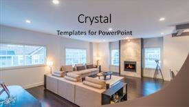  Presentation with room interior design - Presentation design with a luxury living room background and a light blue colored foreground