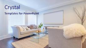  Presentation with room interior design - Amazing PPT layouts having a luxury living room backdrop and a sky blue colored foreground