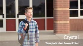  Presentation with school building - Beautiful slides featuring school at the end backdrop and a coral colored foreground