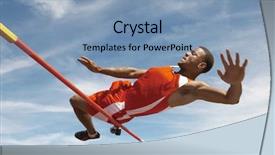  Presentation with high jump - Cool new PPT theme with a male high jump backdrop and a light blue colored foreground
