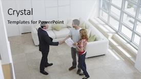  Presentation with for real estate - Colorful PPT theme enhanced with a male real estate backdrop and a light gray colored foreground