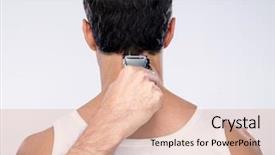  Presentation with wind energy close up portrait - PPT layouts featuring a man cuts hair background and a coral colored foreground