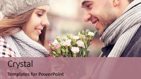  Presentation with lover - Slides with a man giving flower background and a coral colored foreground