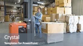 Presentation with distribution - Beautiful presentation theme featuring a man operating forklift backdrop and a gray colored foreground