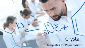  Presentation with maths project - Slides featuring maths project - close up of a man background and a sky blue colored foreground