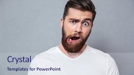  Presentation with gray - Colorful slide deck enhanced with a man with stupid backdrop and a sky blue colored foreground