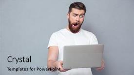  Presentation with medical procedure simulation using plasma - Colorful presentation design enhanced with a man with stupid backdrop and a light gray colored foreground