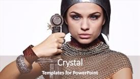  Presentation with knight - PPT theme enhanced with a medieval female knight background and a violet colored foreground