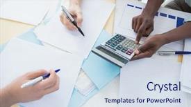  Presentation with team working together - Presentation theme with woman dressed chinese style - business team working together background and a sky blue colored foreground