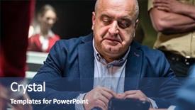  Presentation with audio - Presentation theme featuring a middle-aged suspect background and a ocean colored foreground