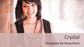  Presentation with college campus - Colorful PPT layouts enhanced with a mixed race college backdrop and a soft green colored foreground