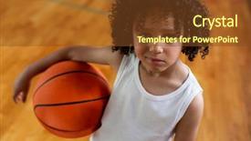  Presentation with basketball court - Beautiful PPT theme featuring a mixed-race school backdrop and a tawny brown colored foreground