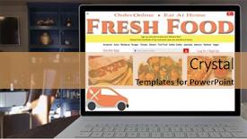  Presentation with online food - Cool new presentation theme with a mock website video backdrop and a yellow colored foreground