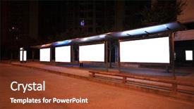  Presentation with bus station - Cool new theme with a modern bus station backdrop and a tawny brown colored foreground