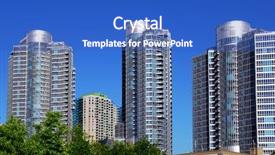  Presentation with condominium - Presentation theme consisting of a modern condominium complex background and a teal colored foreground