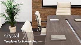  Presentation with conference table - Audience pleasing presentation theme consisting of a modern conference room backdrop and a gray colored foreground
