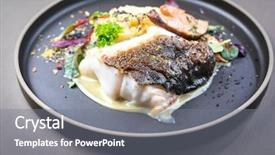  Presentation with lemon - Amazing presentation design having winter wemon - fried norwegian skrei cod fish backdrop and a gray colored foreground