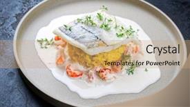  Presentation with crab shell - Cool new slides with fried haddock filet with saffron backdrop and a coral colored foreground