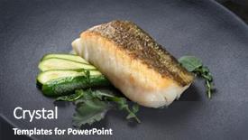  Presentation with danish - PPT theme enhanced with fried danish skrei cod fish background and a dark gray colored foreground