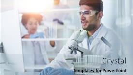  Presentation with research - Slides consisting of a-modern-laboratory-research-scientist background and a light blue colored foreground