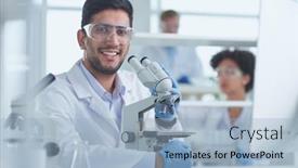  Presentation with research - Slides with a-modern-laboratory-research-scientist background and a light blue colored foreground