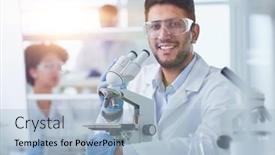  Presentation with research - Slides having a-modern-laboratory-research-scientist background and a light blue colored foreground