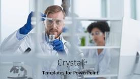  Presentation with research - Presentation design featuring a-modern-laboratory-research-scientist background and a light blue colored foreground